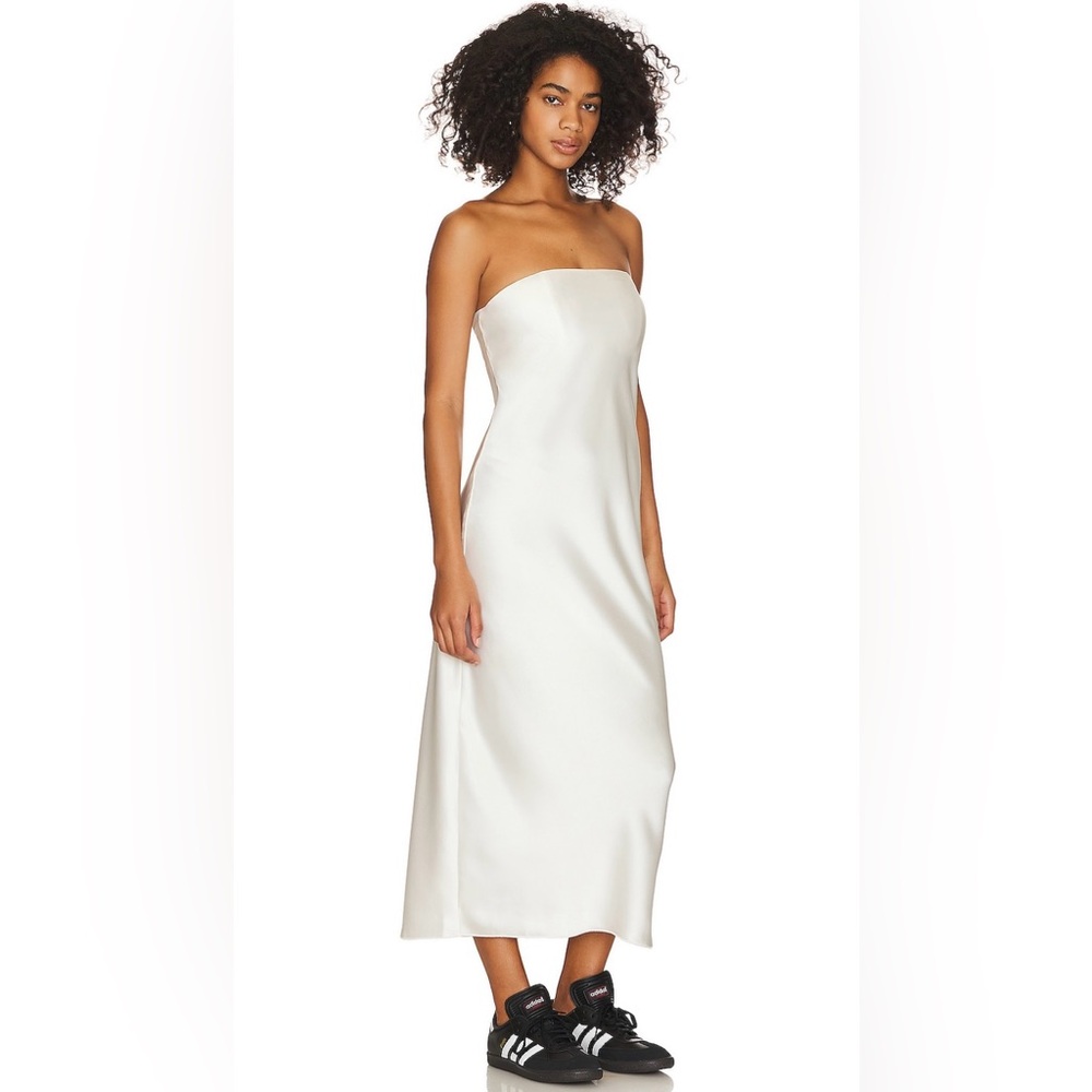 White silk dress revolve Lacadamie